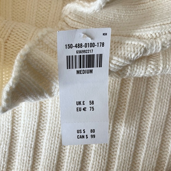 Abercrombie & Fitch Ribbed Knit Mock Neck Pullover Sweater Size M Ivory Cotton - Picture 8 of 14